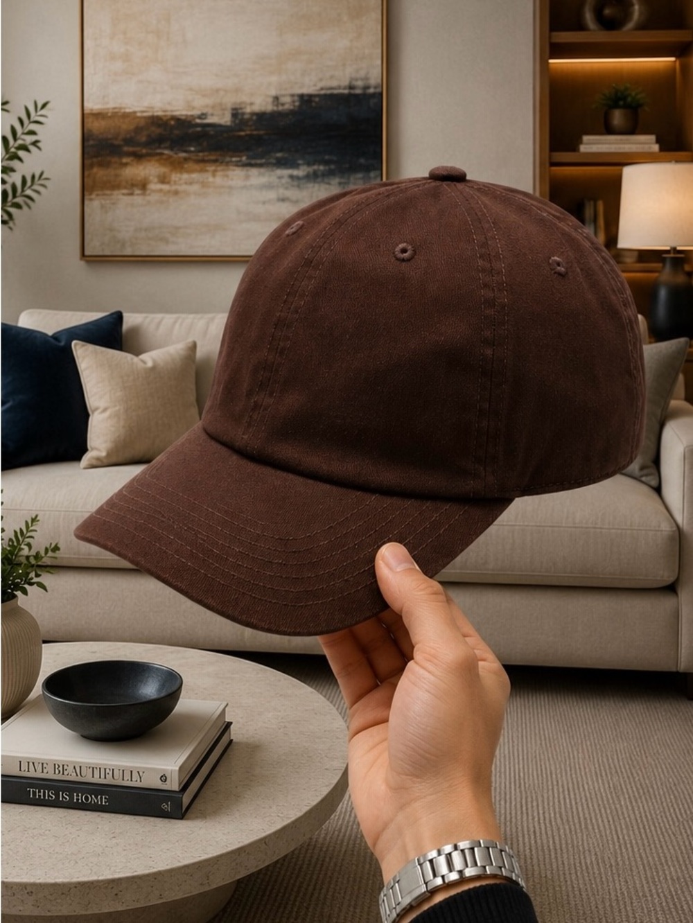 Brown Cambridge Adjustable Dad Hat – Classic Cotton Baseball Cap
